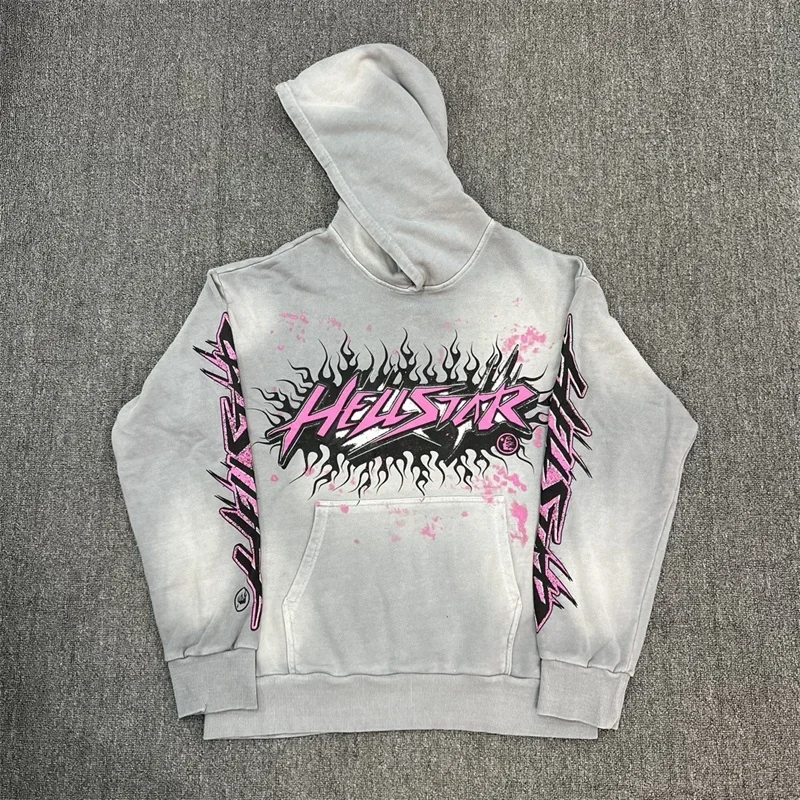 

24ss Washed Hellstar Studios Men Sweatshirts 1:1 Top Quality Logo Printing Oversized Hoodies