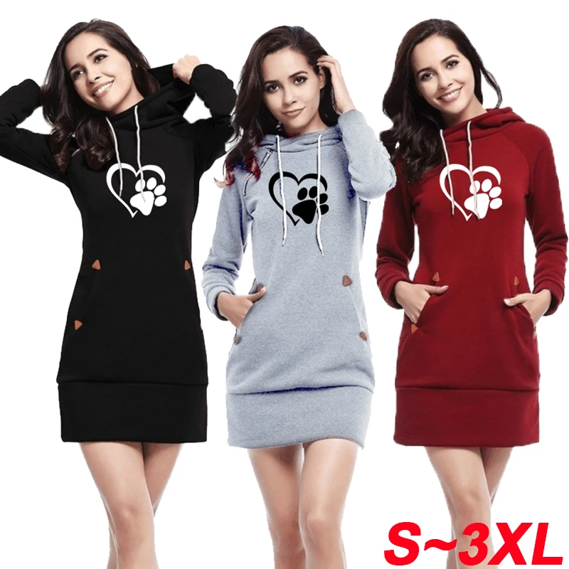 

Slim Fit Dress Popular Hooded High Neck Sweater Dress Women's Long Sleeve Sweater Printed Four Corner Guard Dress