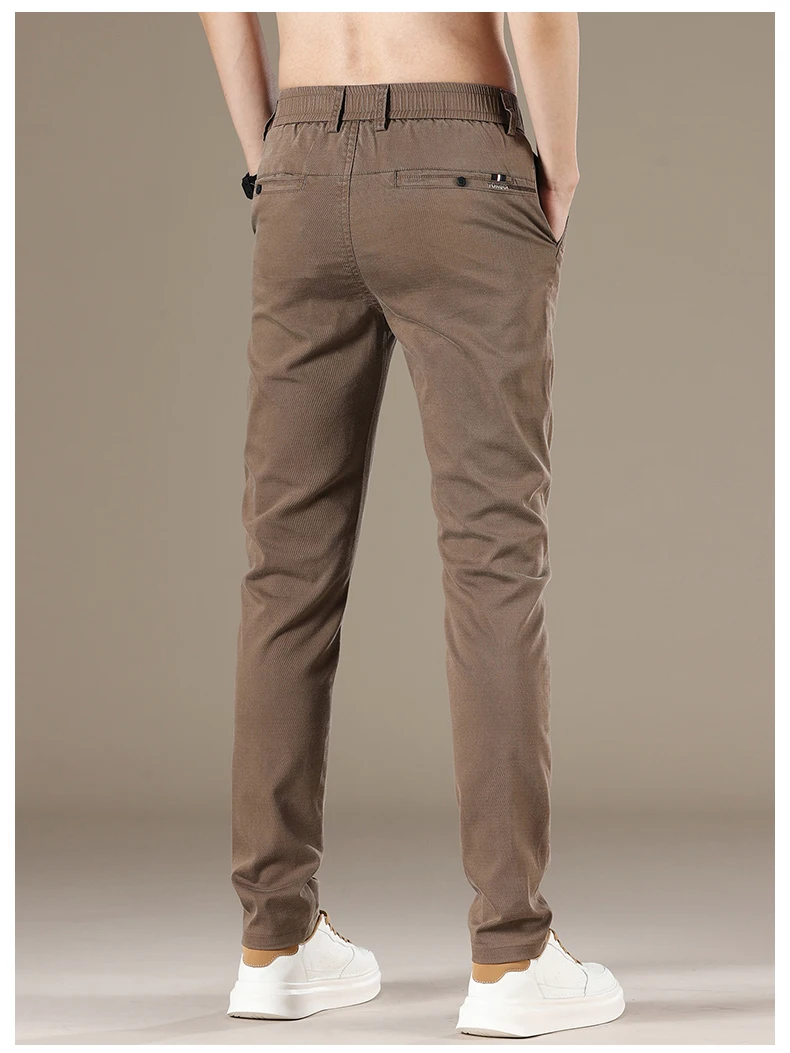 Gerade Slim Fit Lyocell Herrenhose Twill Stoff Atmungsaktive Mode Freizeithose Einfarbig Frühling Sommer Businesshose – Detail 6