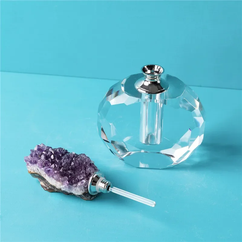 Healing Crystals Cluster Perfume Bottles Reiki Meditation Raw Stone Glass Oil Diffuser Bottle Aromatherapy Room Decoration Gifts