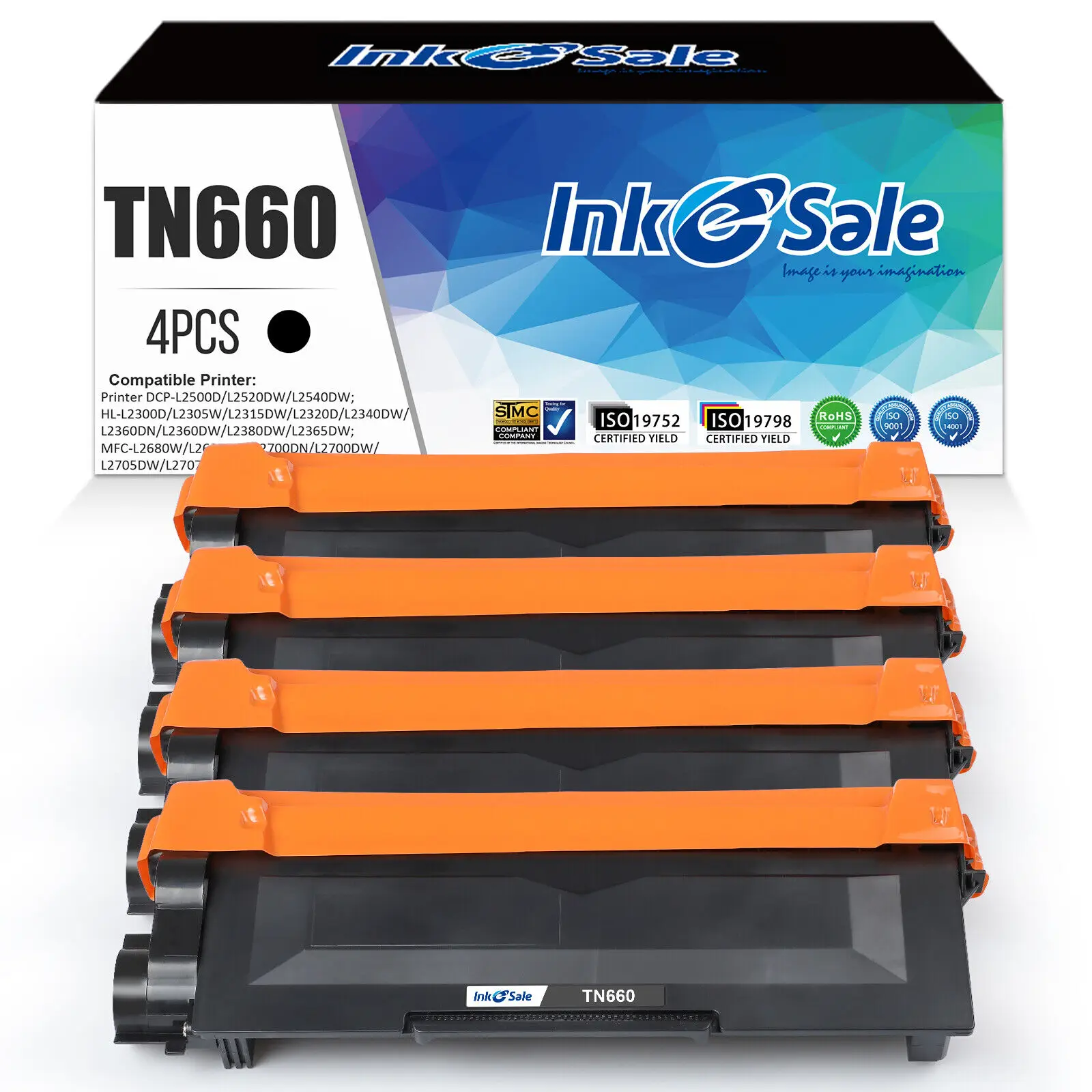

4PK TN630 Toner Compatible for Brother MFC-L2700DW HL-L2340DW HL-L2300D TN660
