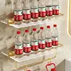 Bathroom Wall Hanging Punch-free Towel Shelving Washroom Toiletries Organizing Rack Kitchen Acrylic Gold Storage Rack 4