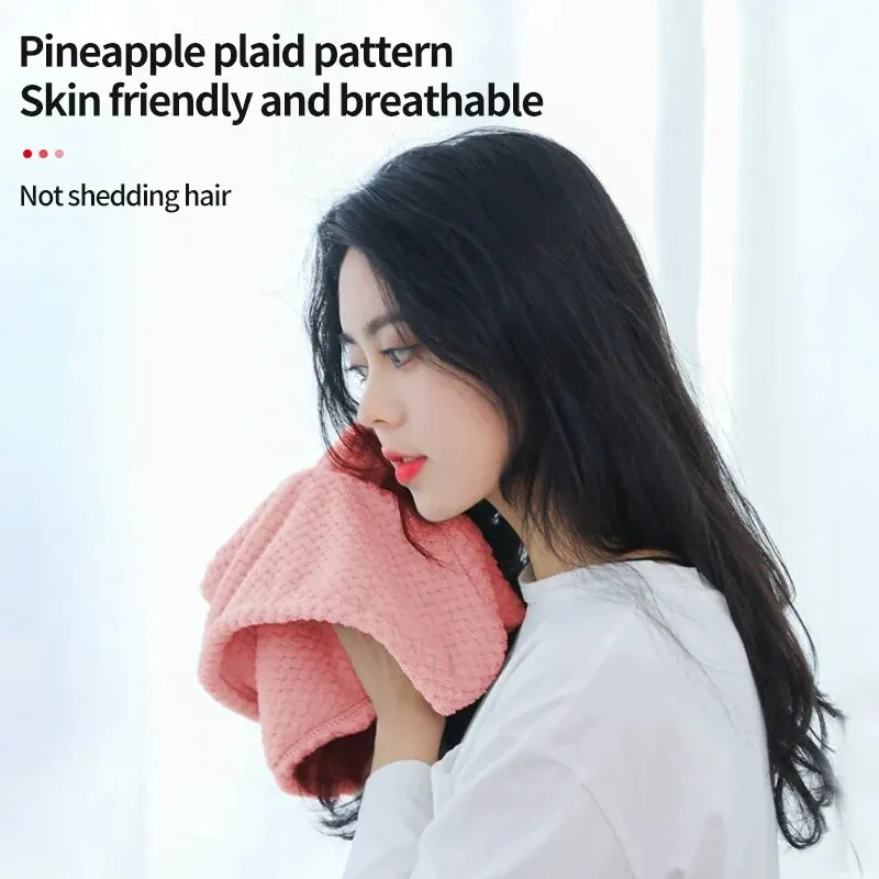 Dry Hair Cap Pineapple Grid Double Layer Thickened Head Wiping Quick Drying Female Absorbent Coral Towel Microfiber