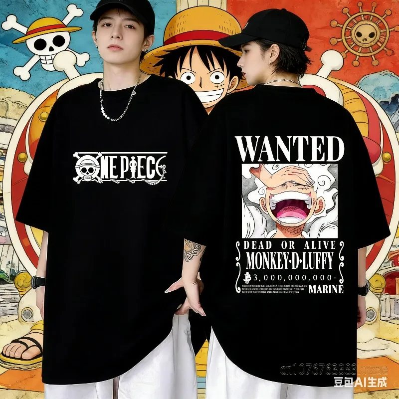 One Piece Monkey D. Luffy Anime T-Shirt für Herren und Damen, Sommer Baumwoll-Kurzarm-Shirt mit Cartoon-Print, Streetwear Casual Grafik-Oberteil 2026