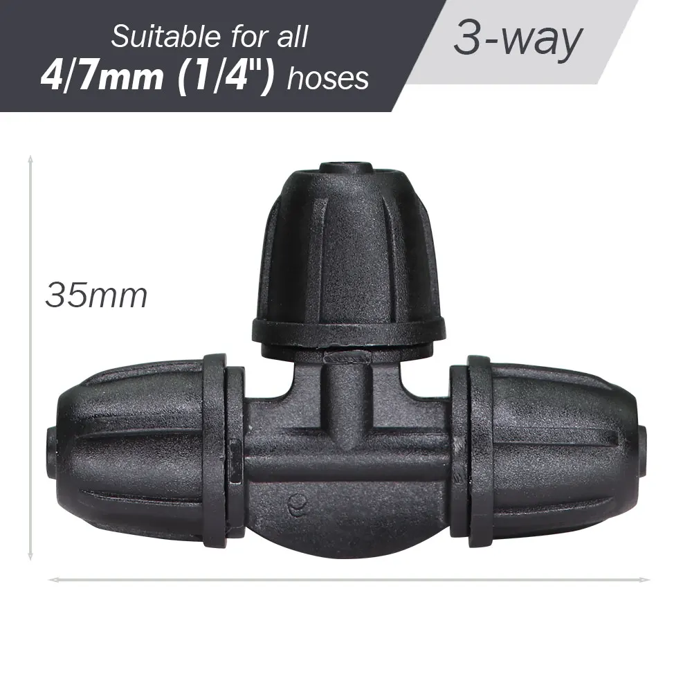 Description Picture 4 of item30PCS Garden 4/7mm Hose Lock Tee 1/4" 3-Way Connectors Greenhouse Plants Drip Irrigation Joint for Watering Tube Fitting Adapter