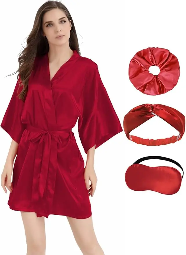 Women Bride Bridesmaid Silky Satin Kimono Robe Solid Color Sleepwear for Wedding Party 10 Sc6b5f69b25b0440a9fee9a88fde4b39b2