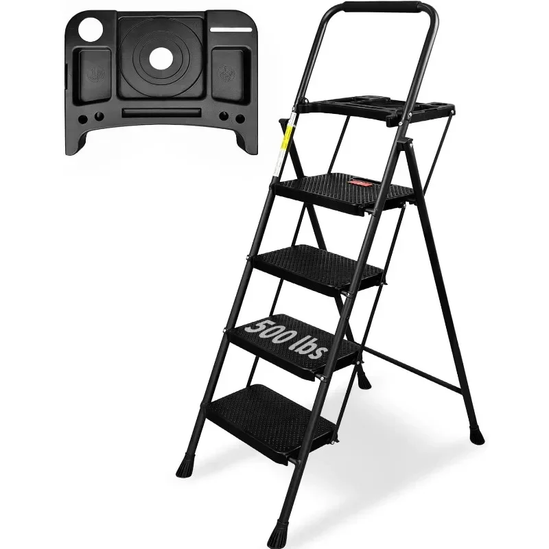 3 Step Ladder Folding Steps Stool Wide Anti-Slip Pedal Lightweight 500lbs Ladders for Adults folding step stool