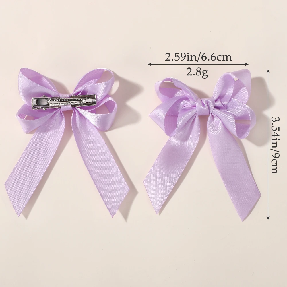 2pcs/set Large Satin Ribbon Bows Hair Clip for Women Girls Sweet Ponytail Holder Bowknot Hairpin Barrettes Hair Accessories Gift