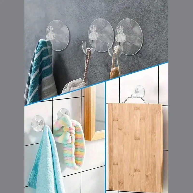 3cm Clear Suction Cup Hooks-Heavy-Duty Waterproof Adhesive-Free Hangers for Glass/Tile/Walls,Perfect for Kitchen/Bathroom