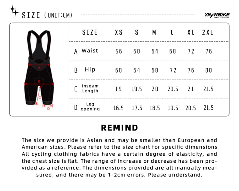 YKYWBIKE Frauen Radfahren Trägerhose Italien Elastische Schnittstelle Gepolstert 7H Reiten Rennrad Shorts Sommer Fahrrad Hosen Hosenträger – Detail 2