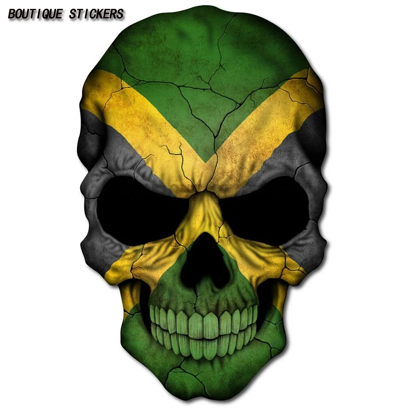 

SKULL JAMAICA FLAG DECAL CAR STICKER 3M USA MADE TRUCK HELMET VEHICLE WINDOW WALL Waterproof PVC decal