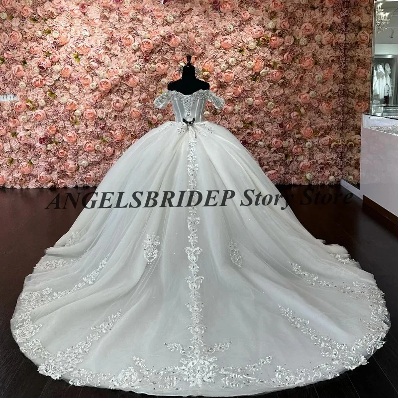 ANGELSBRIDEP White Quinceanera Dresses Ball Gowns Appliques Beads Crystal Birthday Princess Vestidos 15 Para XV A&ntilde;os Customized