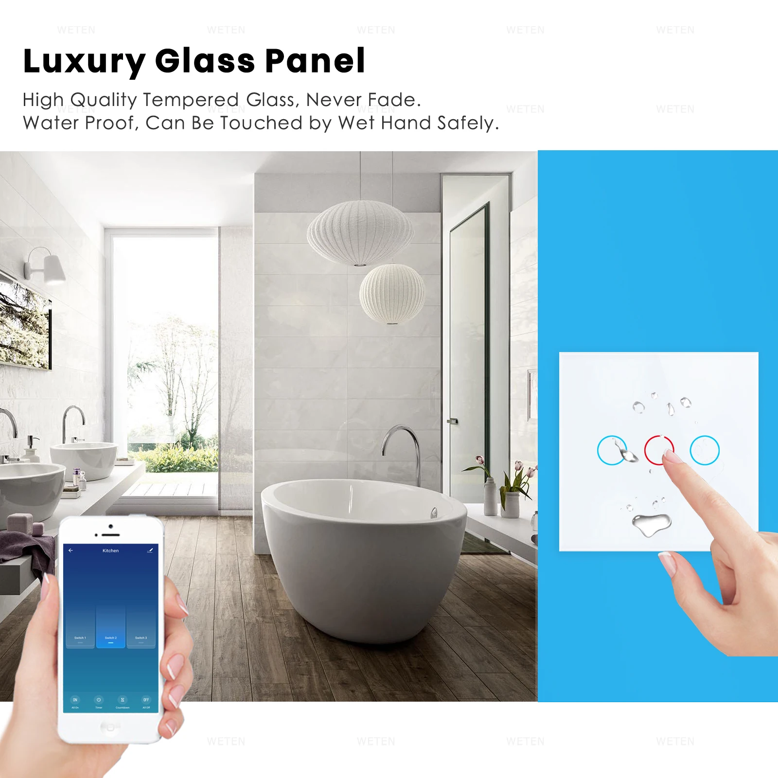 Tuya Smart Wifi rf Wall Touch Light Switch sem Fio Neutro 433 Mhz Gang 220v 110v Smart Life App Suporte Alexa Google Home - Image 6