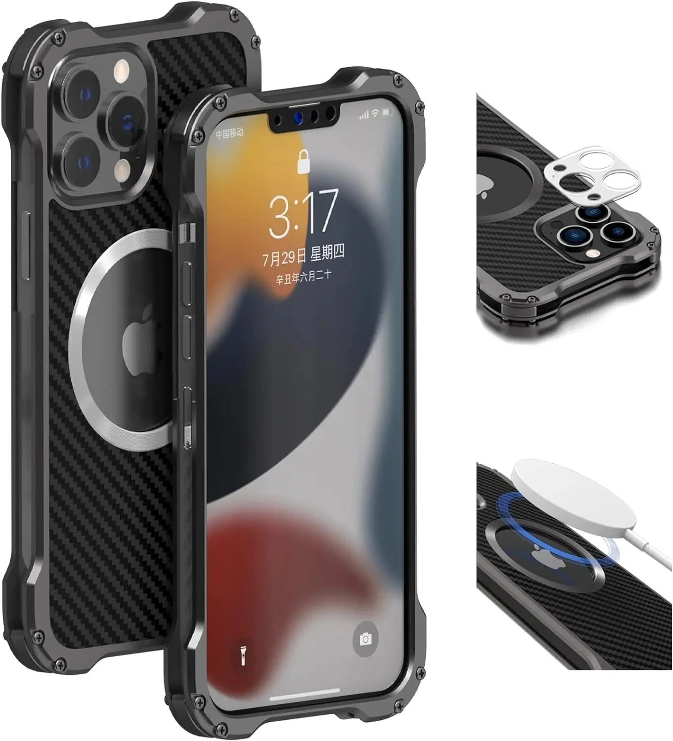 

Aluminum metal hollow cooling case for iPhone 15, 14 Plus 13, 12 Pro Max shock-proof armored bumper lens protection