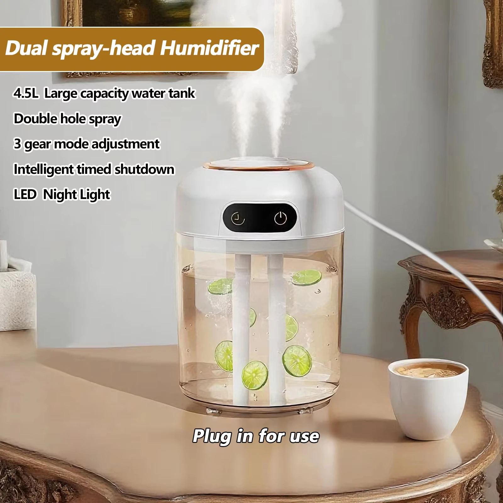 سعة كبيرة المزدوج رذاذ المرطب سطح المكتب ناشر رائحة غرفة نوم المنزل عن بعد الموقت المحيطة ضوء شاشة عرض ضباب صانع