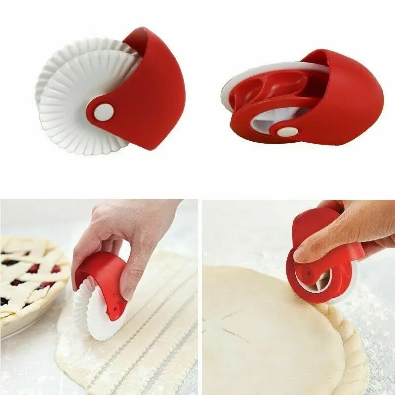 1Pcs Pastry Pie Decorative Cutter Pastry Dough Lattice Cutter Plastic Roller Wheel Pizza Pie Wheel Roller Kitchen Baking Tools