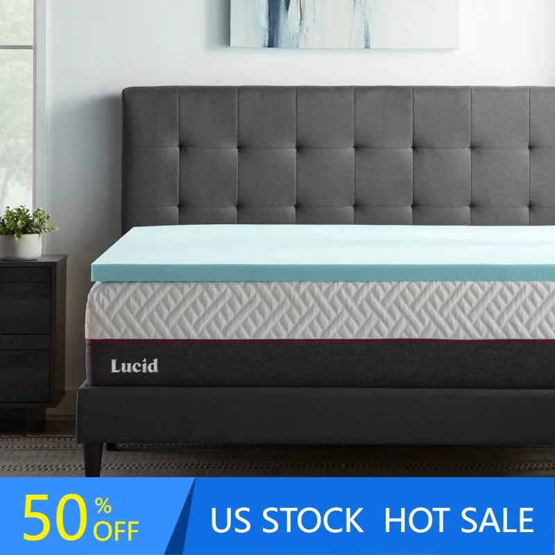 

2" Cooling Gel with Aloe Plush Memory Foam Mattress Topper, Queen