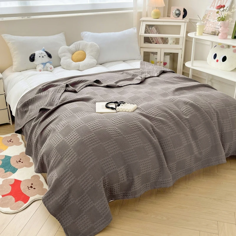 Battilo Cotton Throw Blanket Soft Breathable Waffle Blanket for Twin Queen King Bed Decorative Plaid Sofa Blankets Spring Throws 4