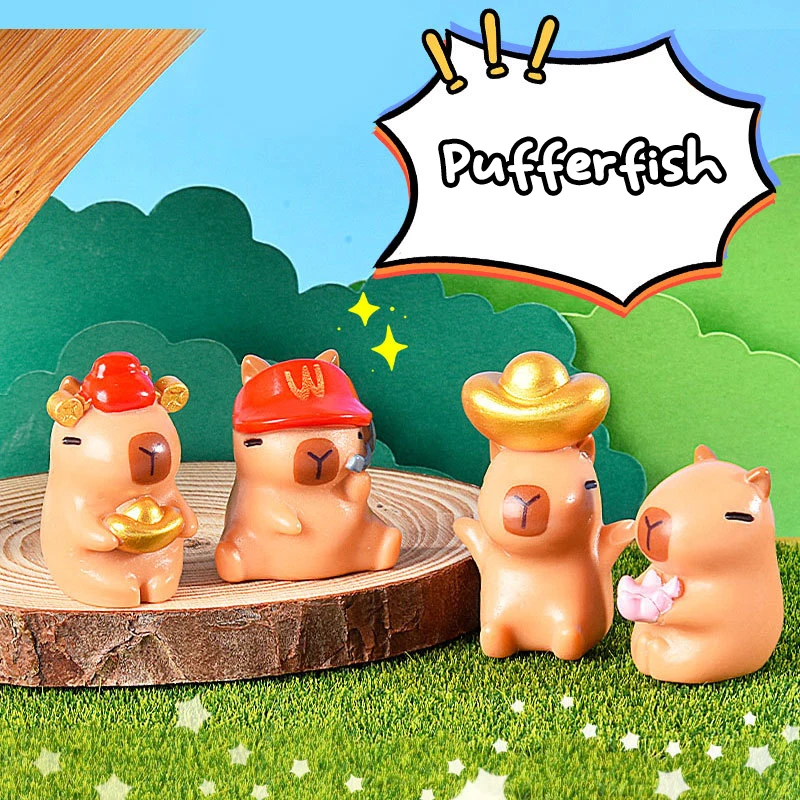 

Миниатюрное украшение капибара, 4 шт., статуэтка куклы капубала, золотой слиток, Миниатюрная игрушка для кукольного домика, украшение микроландшафта
