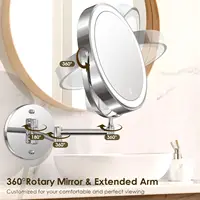8" Wall Mounted Bathroom Makeup Mirror with 3 Color Light,Double Sided 1X/10X Magnifying Lighted Mirror LED Mirror for Shaving - Image 5