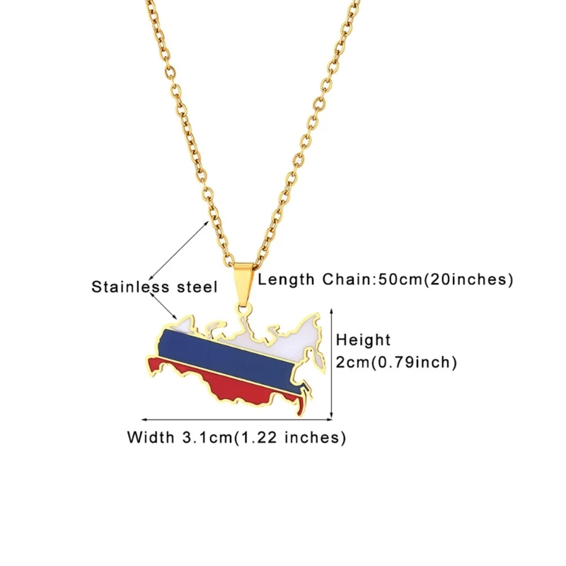 Russia Map Pendant Necklaces Women Russian Map Necklace Jewelry Stainless Steel Necklaces Russia Flag Pendant Necklaces 6