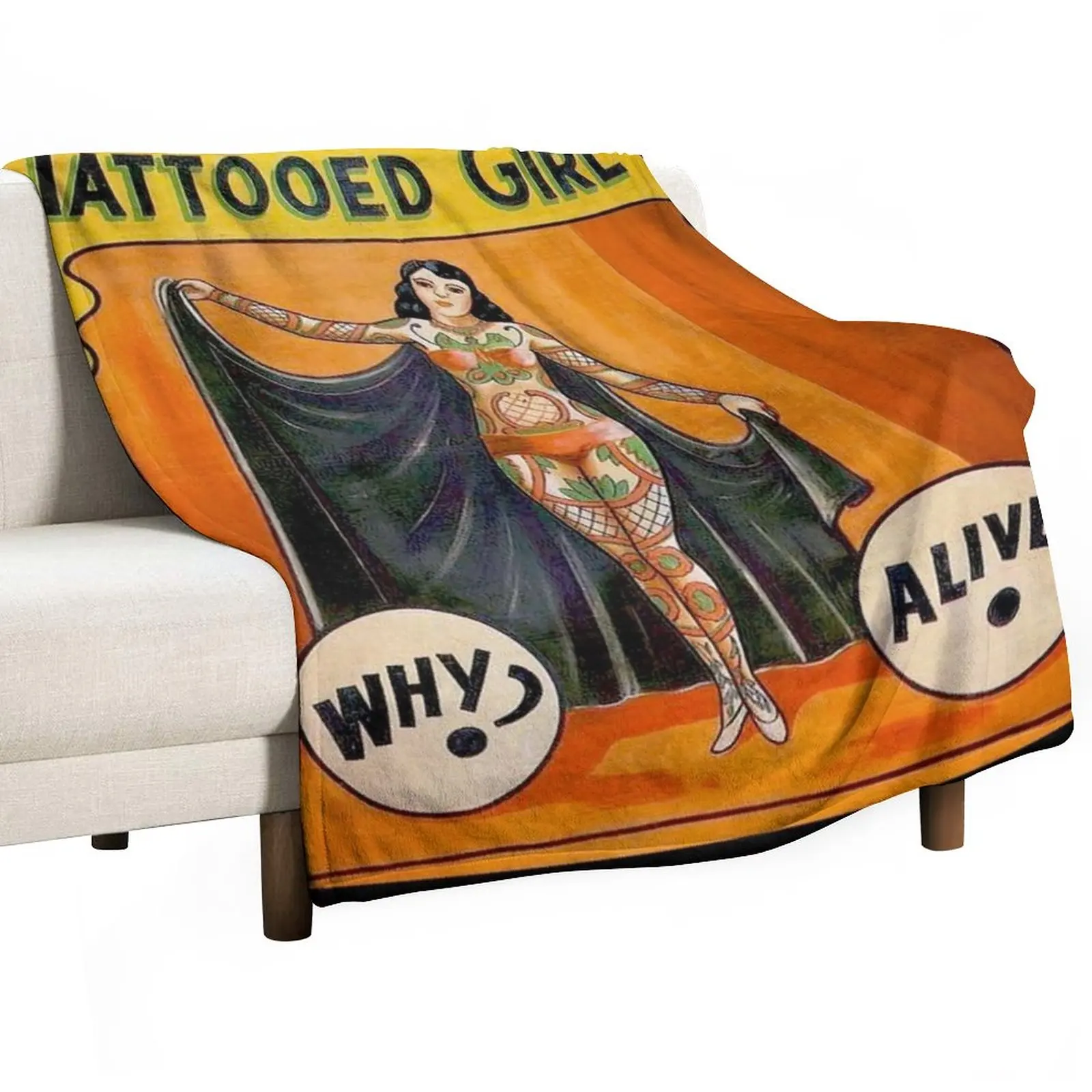 Ragazza Tatuata: Vintage Circus Sideshow Pubblicità Stampa Coperta Da Letto Coperta Morbida Scozzese