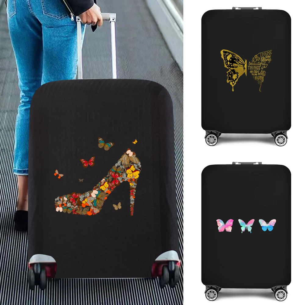 Travel Suitcase Protective Cover 18''-28'' Travel Accessories Elastic Luggage Trolley Case Butterfly Printed Dust Cover