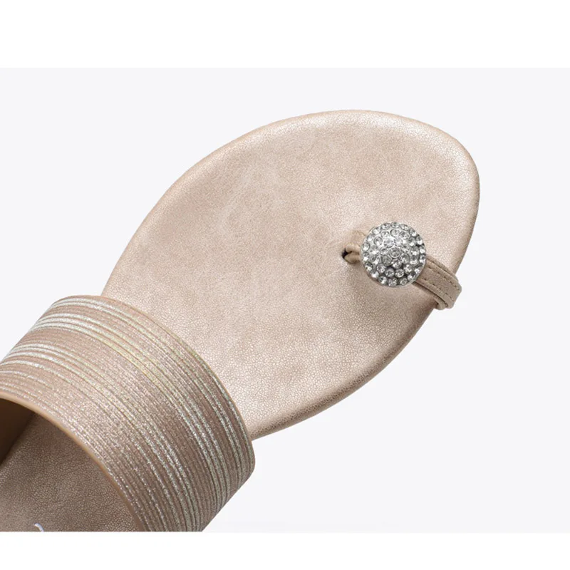 2023 New Sole sandals women's comfortable soft sole rhinestone sandals outside wear fashion lazy beach slippers large size AG008