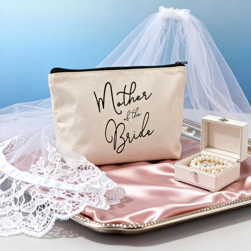 Make-up-Tasche für die Brautmutter, Canvas-Kosmetiktasche, Hochzeitstag-Geschenk für Mama, Brautparty-Geschenk für die Brautmutter