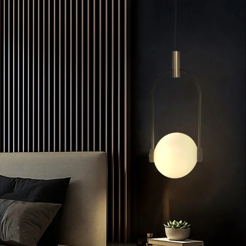 

White Glass Pendant Lights Bedside Dining Room Kitchen Lamp E14 Bulb Cord Adjustable Gold Black Metal Drop Shipping