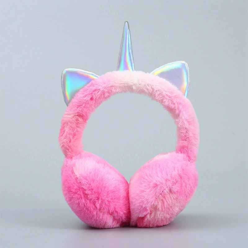 Children Hat Winter Warmer Unicorn Plush Earflap Earmuffs Cat Ears Caps Headband Tie-dye Fur
