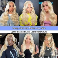 Perruques Lace Frontal HD 13x6 Blond 613, 40 pouces, Densité 180%, Pré-épilées, Perruques Lace Front Blondes 13x4 en Cheveux Humains Ondulés (Body Wave) pour Femmes, Densité 180%, Peuvent être Teintes 7