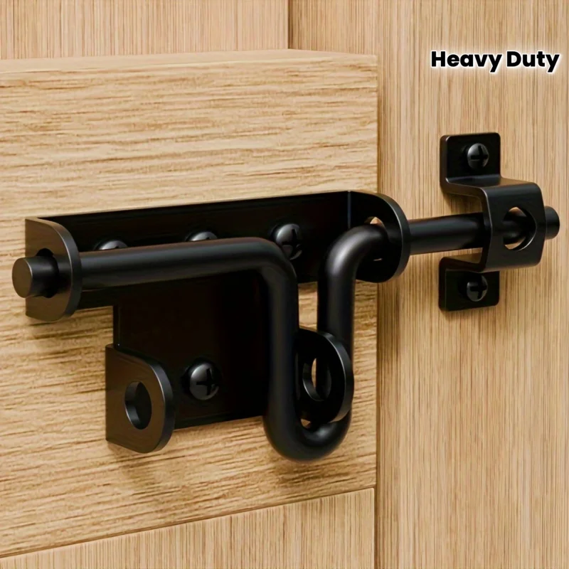 Heavy-Duty Black Security Door Locks, 6.3 Inch, with Keyhole for Wooden Fences, Barns, and Sheds