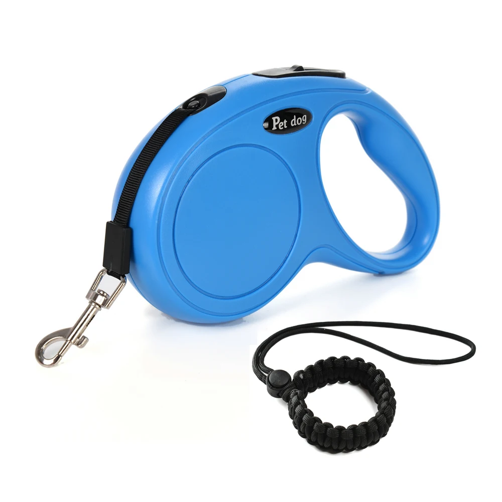 Hands-Free Retractable Pet Leash with Wrist Strap - Nylon Extendable Strap