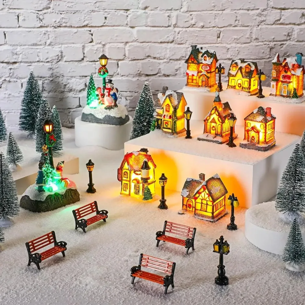 Resin LED Christmas Miniature House Decor