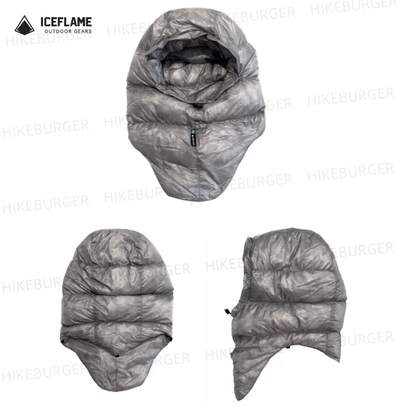 ICE FLAME Down Hood Outdoor Camping 10DNylon Hat Ultralight Adjustable Down Hat Sleeping Bag Accessories Unisex Windproof Hiking