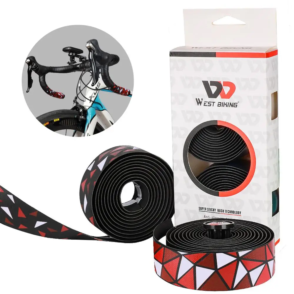 WEST BIKING 1 Pair Anti-Slip MTB Road Bike Handlebar Tape PU Shock Handle Bar Tape Bar End Plugs Racing Bicycle Wrap Tape