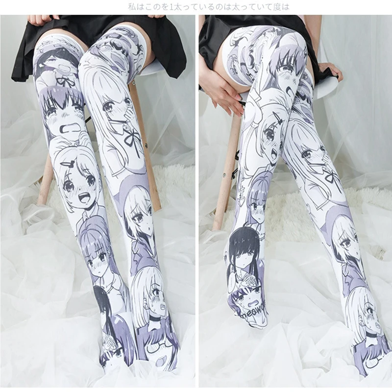 

Japanese Harajuku Anime Two-Dimensional Over-The-Knee Thigh Stockings Lolita Sweet Summer Long Tube Silk Stockings Cosplay