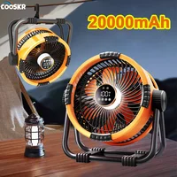 20000mAh Camping Fan Rechargeable Battery Portable Outdoor Fan Wireless Tent Ceiling Fan Air Circulators with Hook and LED Light 1