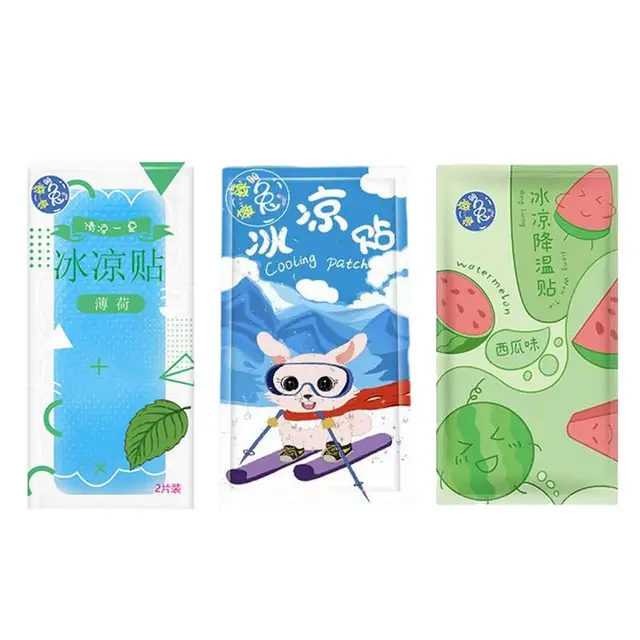 Fever Patch 2 Lapok Gyümölcs Ízű Hűvös Párnák Természetes Fejfájás -Enyhítő Puha Géllemez Láz Folt Gyerekek Feszültség/Sinus
