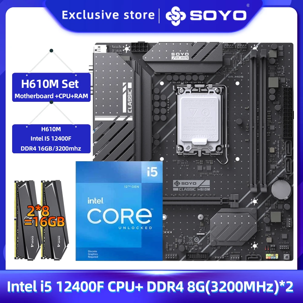 SOYO Original H610M Motherboard with Intel Core i5-12400F 2.5 GHz 6 ...