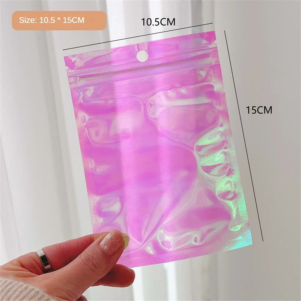 50 Pieces Self-Sealing Laser Small Plastic Bags for Jewelry Pouch with  Clear Display Window Jewelry Packaging Gift Storage Bag - AliExpress