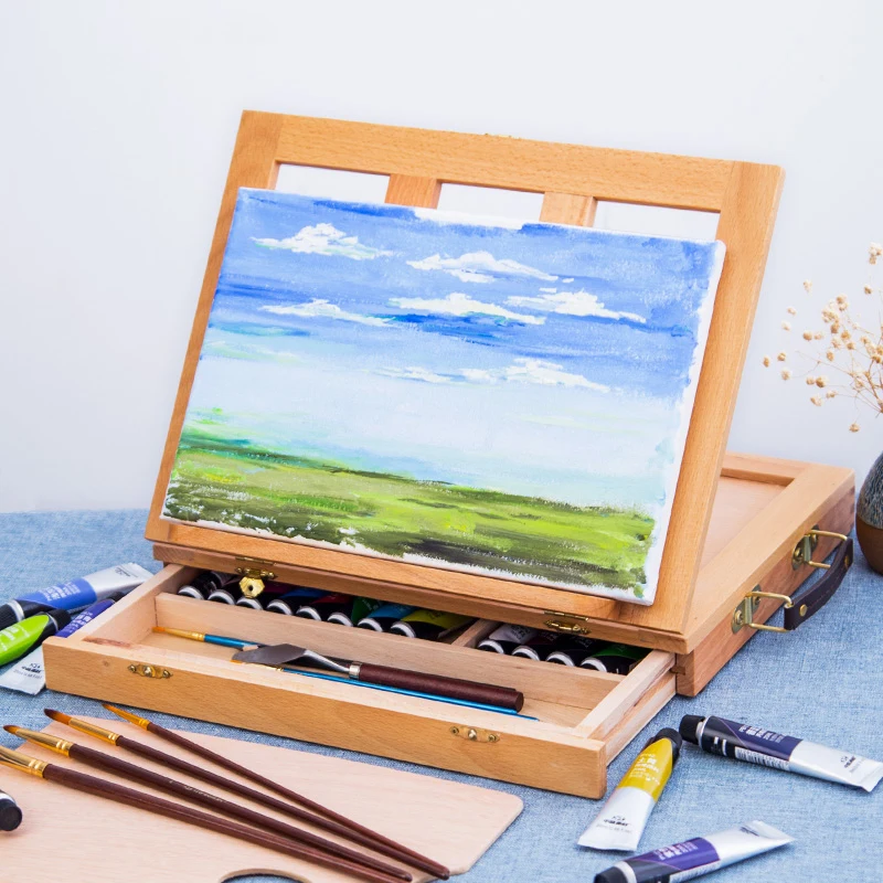 Wooden Table Easels For Painting Artist Kids Sketch Drawer Box Portable  Desktop Laptop Accessories Suitcase Paint Art Supplies - AliExpress