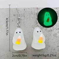 Personality Luminous Ghost Drop Earrings for Women Funny Acrylic Pumpkin Ghost Glow in the Dark Earring Halloween Party Jewelry 6