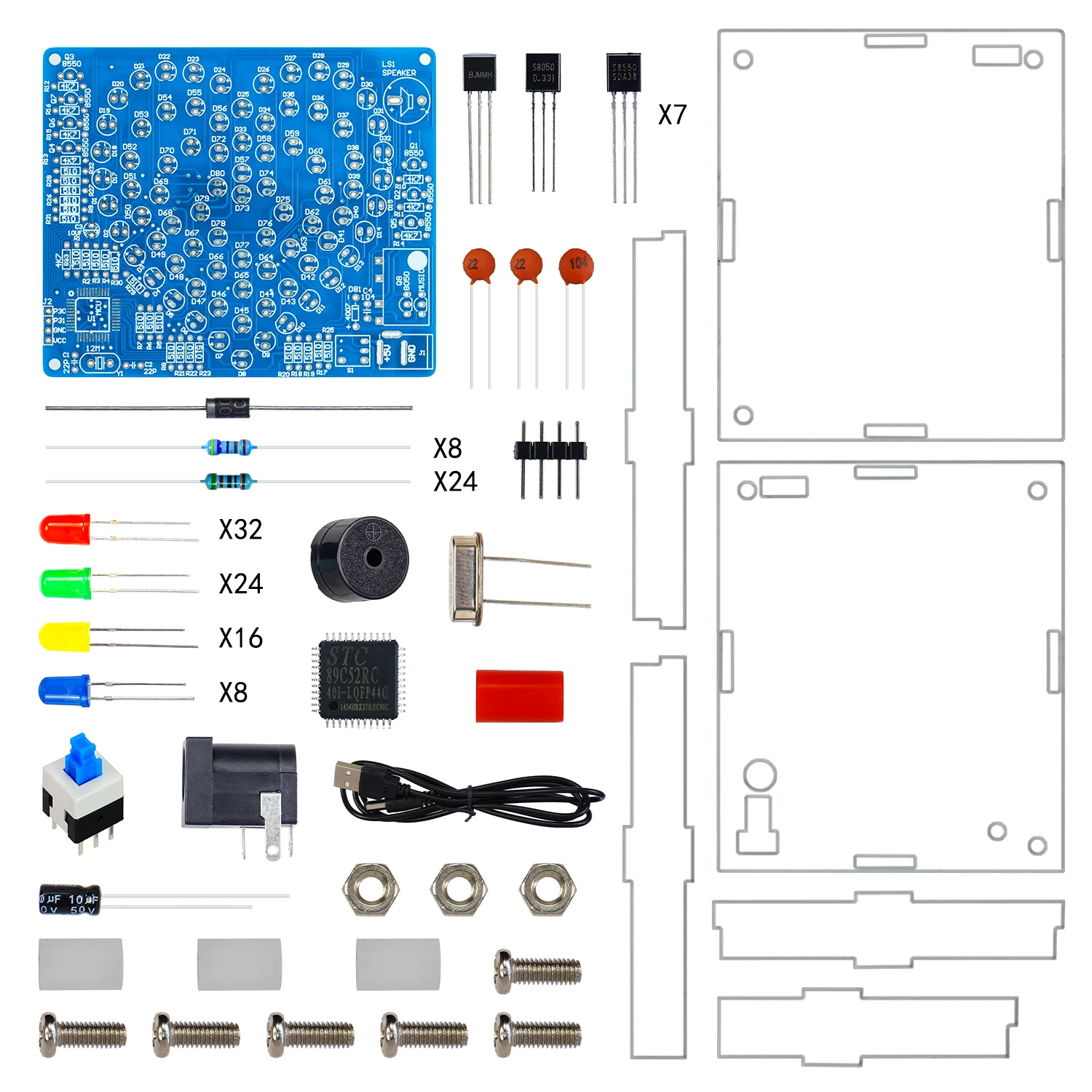 DIY 4-lagige LED-Herzform, gestapelte fließende Lichter, elektronisches Kit, Multi-Form-Blinklicht, doppelseitiges PCB-Löten-DIY-Kit – Detail 7