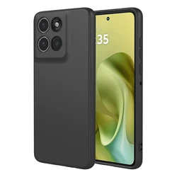 Silicone Skin Cover Rugged Armor Rubber Case with Microfiber Lining - Moto G100 Pro (Black)
