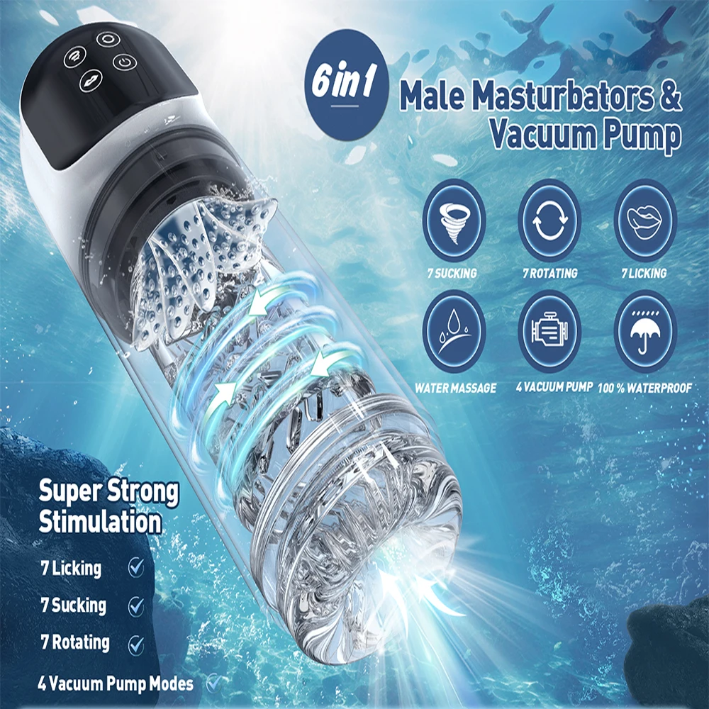Male Masturbator Automatic Thrusting Rotating Licking Stroker Sucking Blowjob Waterproof Pennis Pump For Men