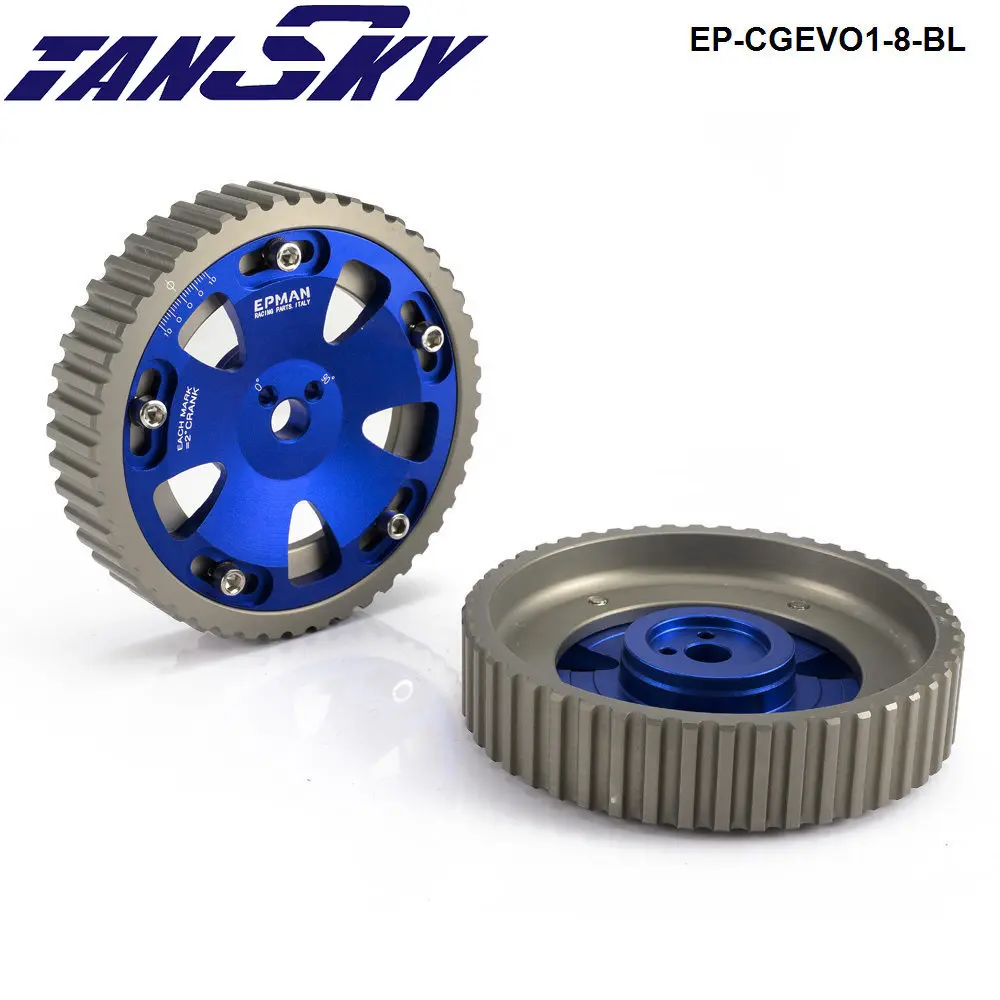 2Pcs Adjustable Cam Gear Aluminium Timing Gear Pulley Kit For Mitsubishi Lancer EVO 1 2 3 4 4G63 4G63T Engine EP-CGEVO1-8-BL