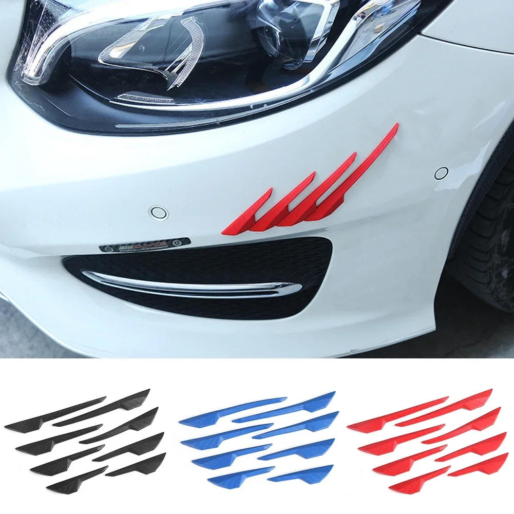 8Pcs Car Spoiler Front Bumper Fin Splitter Anti-Collision Carbon Fiber Look Rubber Protector Guards car protector