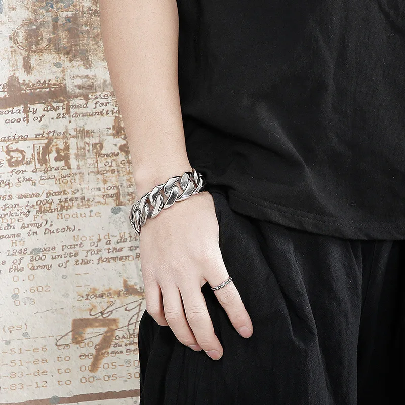 24/25/26mm Dicke Gliederketten Kubanische Armbänder Für Männer Puk Edelstahl Material Große Breite Mode Hand schmuck Party Geschenke – Detail 7